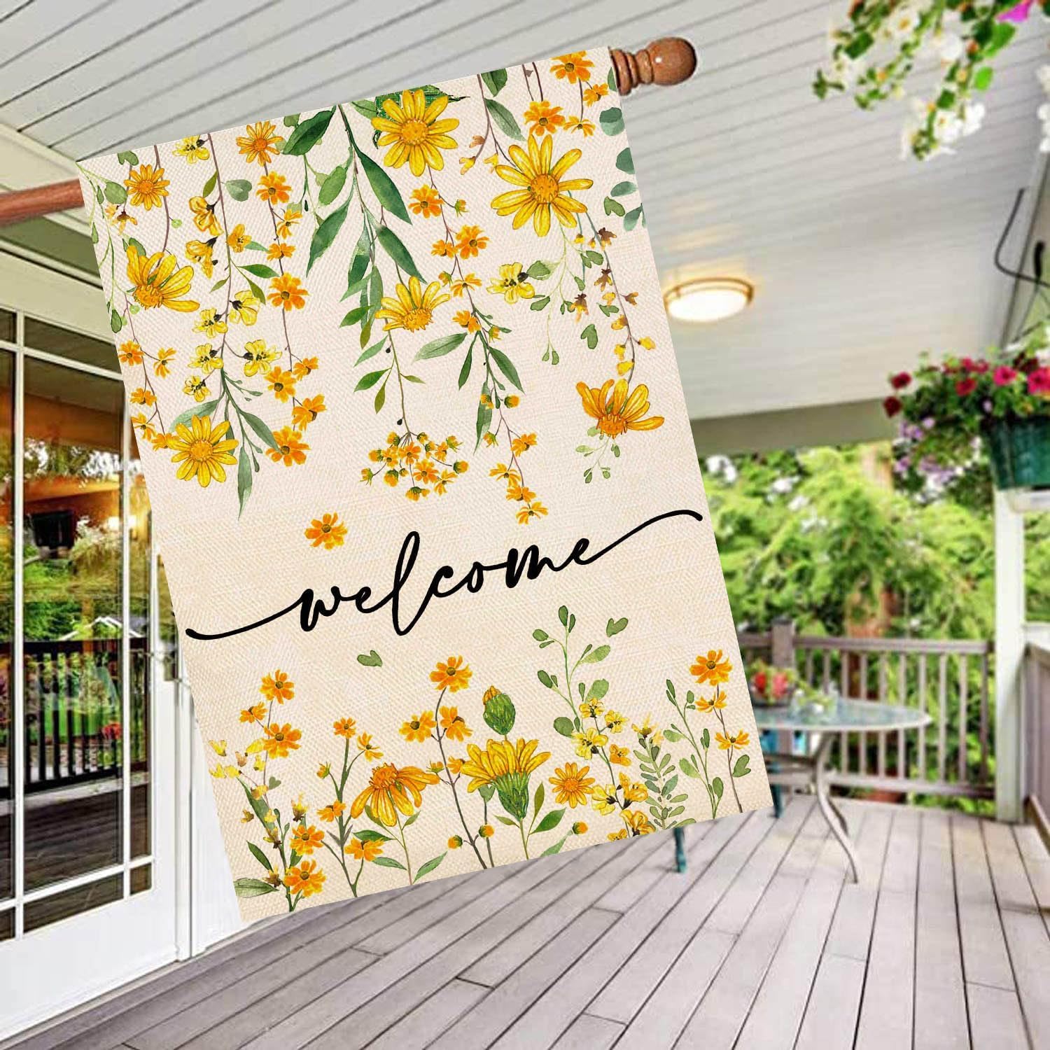 Baccessor Summer Welcome House Flag 28 x 40 Inch Floral Double Sided Daisy Funny Spring Sunflower Yard House Flag Seasonal Burlap Cute Vertical Farmhouse Yard Outdoor Decoration - Image 2