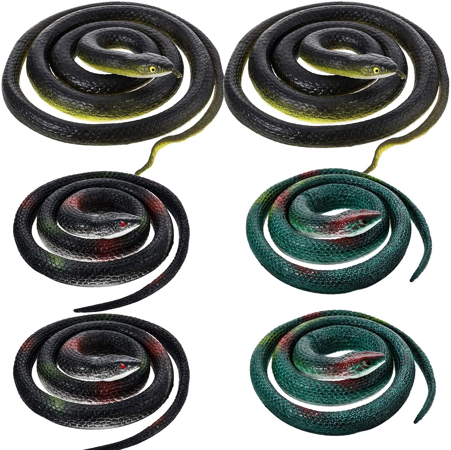 CollectiveMed® 6 Pieces Large Rubber Snakes Realistic Fake Snake Black Mamba Snake Toys for Garden Props to Scare Birds, Pranks, Halloween Decoration (B098F3Q2G6) Amazon Price History, Amazon Price Tracker