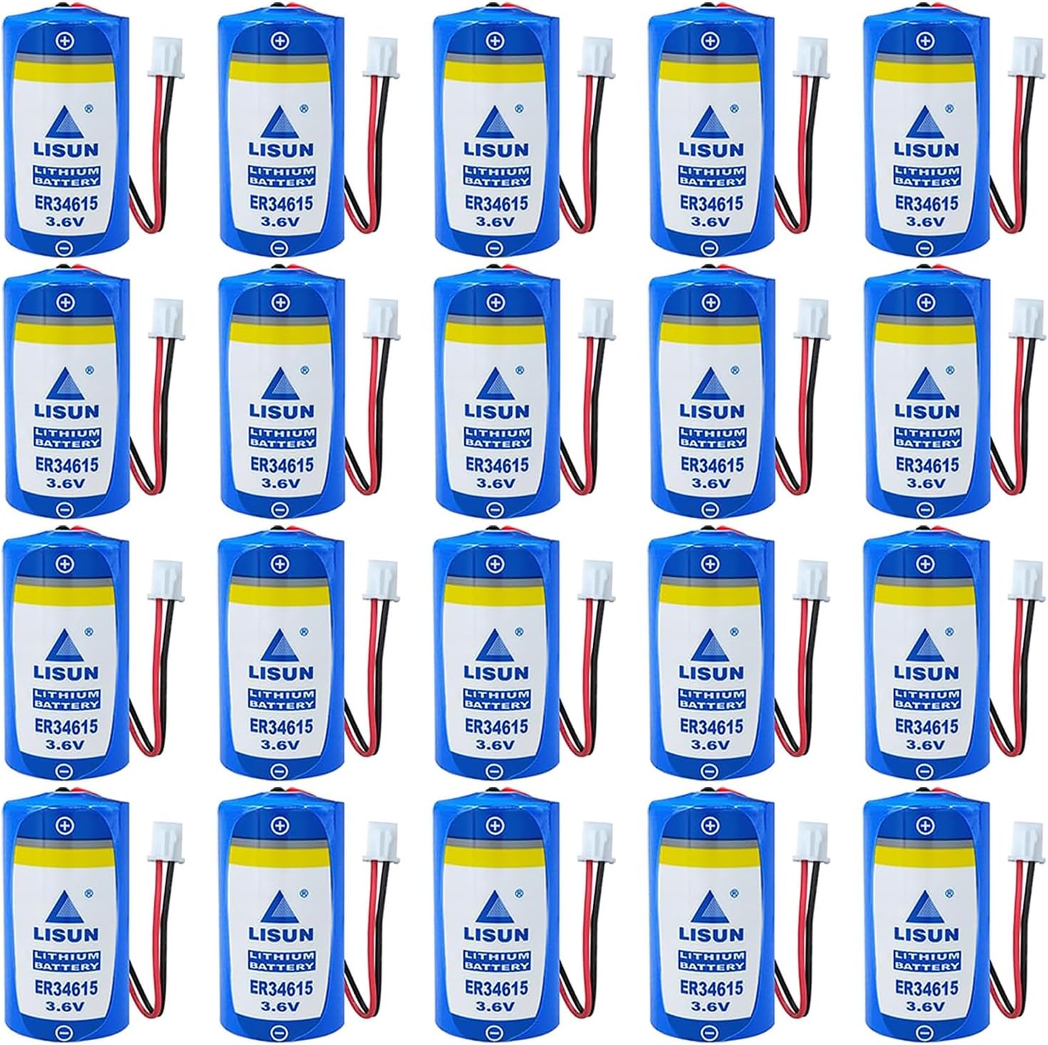 (20-Pack) ER34615 D Size 3.6V 19000mAh Lithium Battery with White Plug for LISUN Multipurpose PLC Programmer ETC Battery