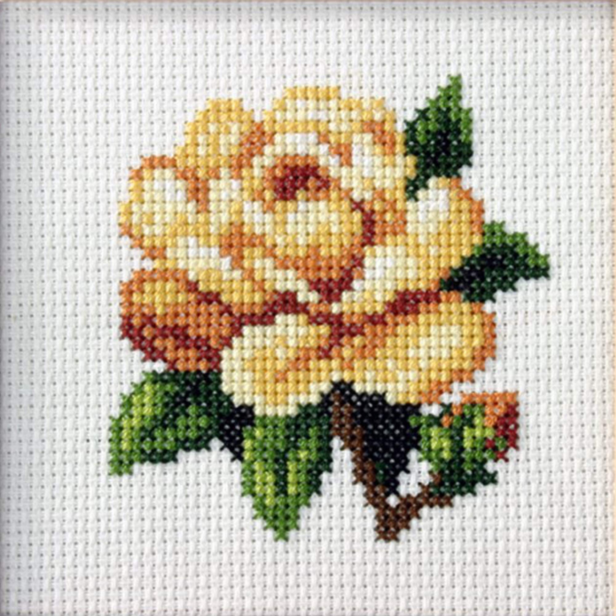 Orchidea Stamped Cross Stitch Kit - Yellow Rose