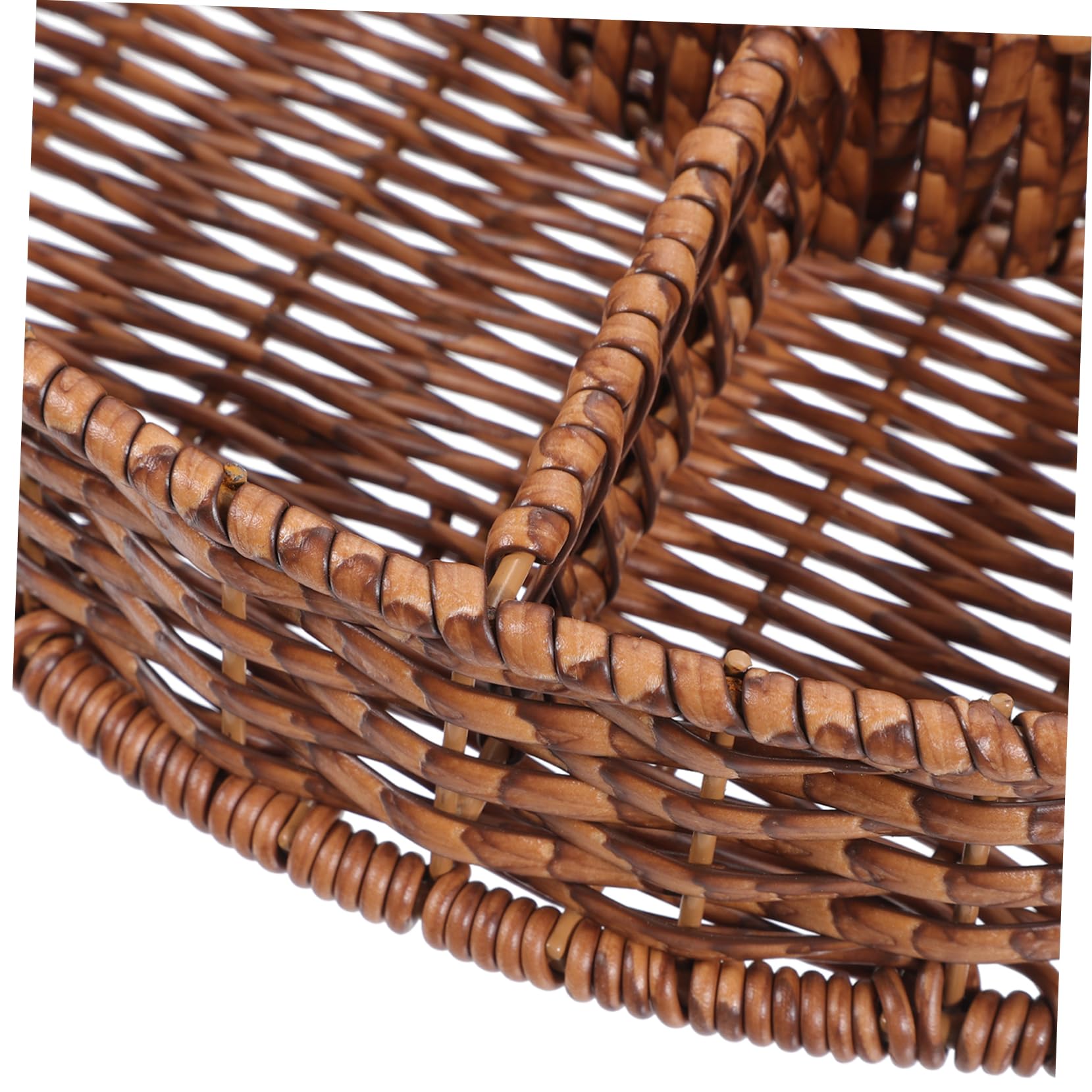 HOLIDYOYO Imitation Rattan Fruit Plate Egg Basket Food Serving Tray Coffee Table Snack Basket Shelf Basket Woven Fruit Basket Egg Tray Basket for Fruits Wicker Serving Basket Pp re-usable