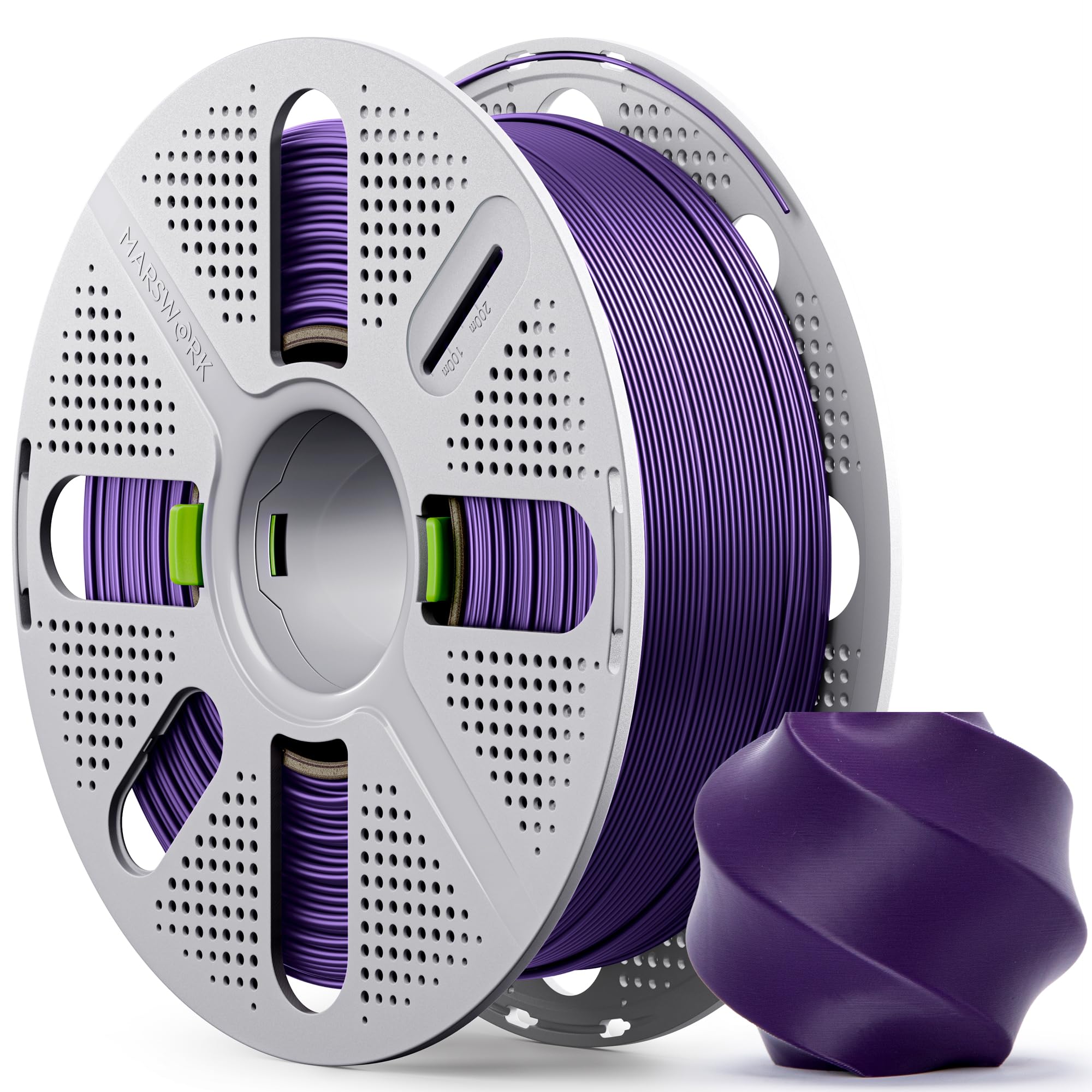 MarsWork PLA Basic, Pre-Dried Filament with Quick-Swap Reusable Spool 1kg (2.2lbs), 1.75mm 3D Printing Filament, Compatible with Bambu Lab 3D Printers