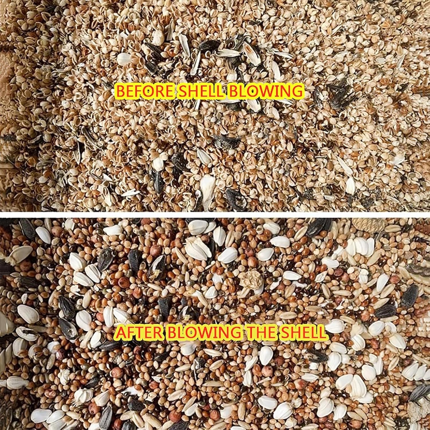 Bird Feed Blowing Shell Splitter, Bird Food Grain Blowing Machine, Adjustable Speed Fan and Enlarged Feeding Port, for Millet, Miscellaneous Grains, Melon Seeds