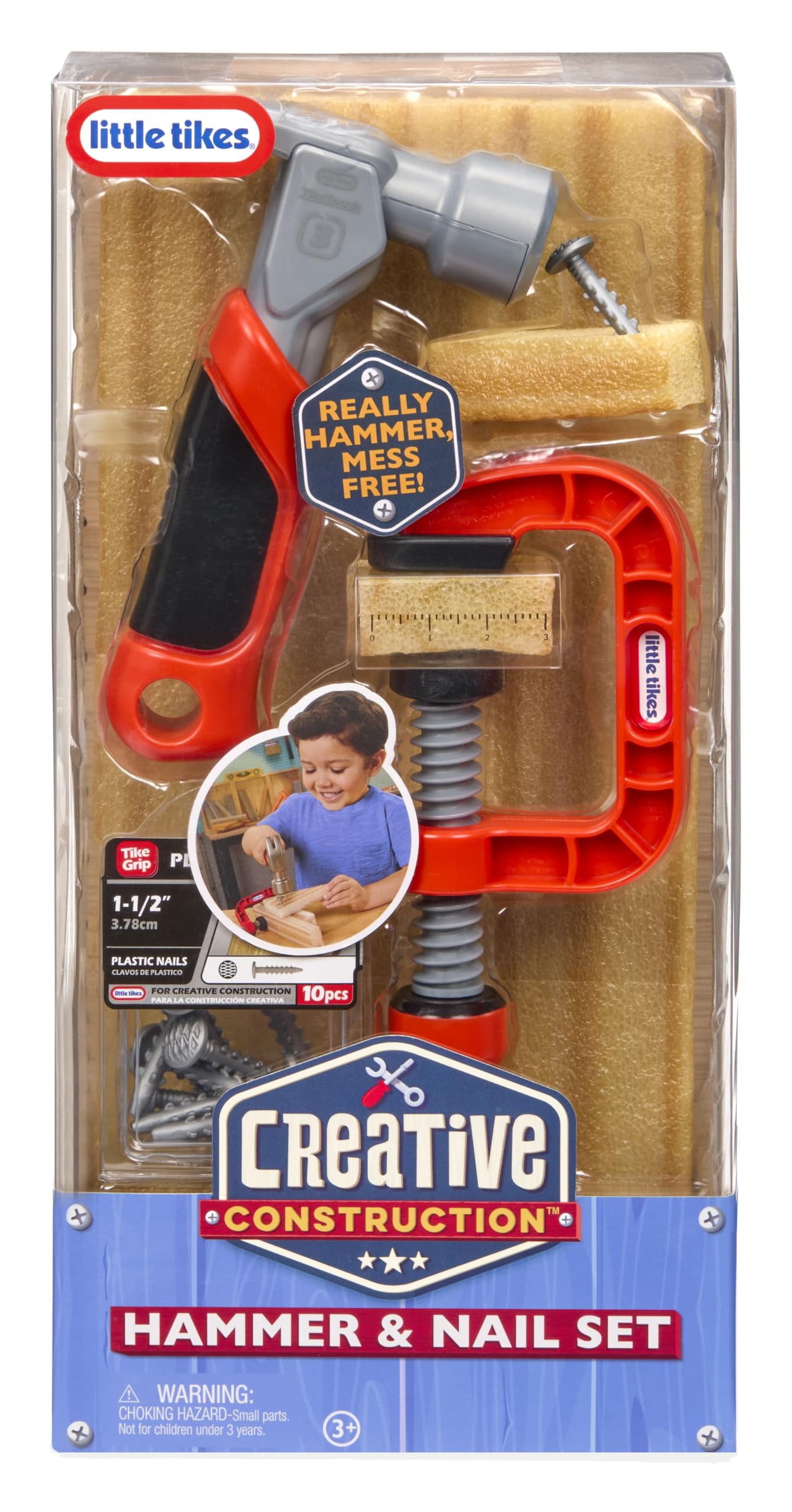 Little Tikes Creative Construction Hammer & Nail Set - Include 5 Accessori, Set di Costruzioni per Gioco di Finzione, per Bambini. età 3+