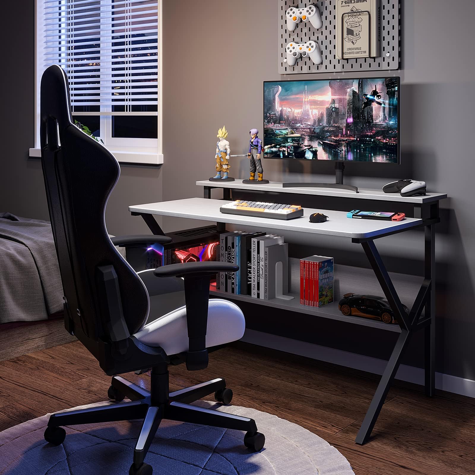 Amazon | パソコンデスク モニター台付き 幅100cm×奥行60cm 机 pc 
