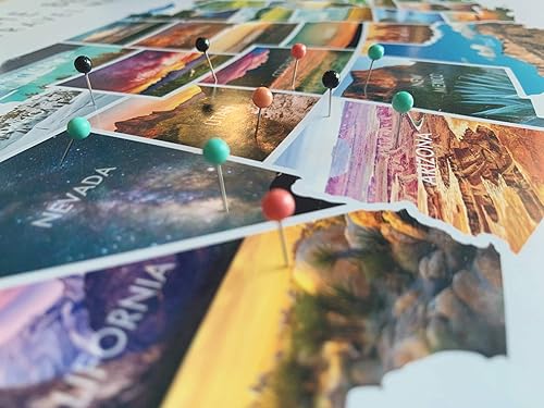 Miniatura 4 de Epic Adventure Maps - Póster de mapa de aventura de viaje del estado de EE. UU. - Incluye pasadores - Blanco 24 x 17 pulgadas