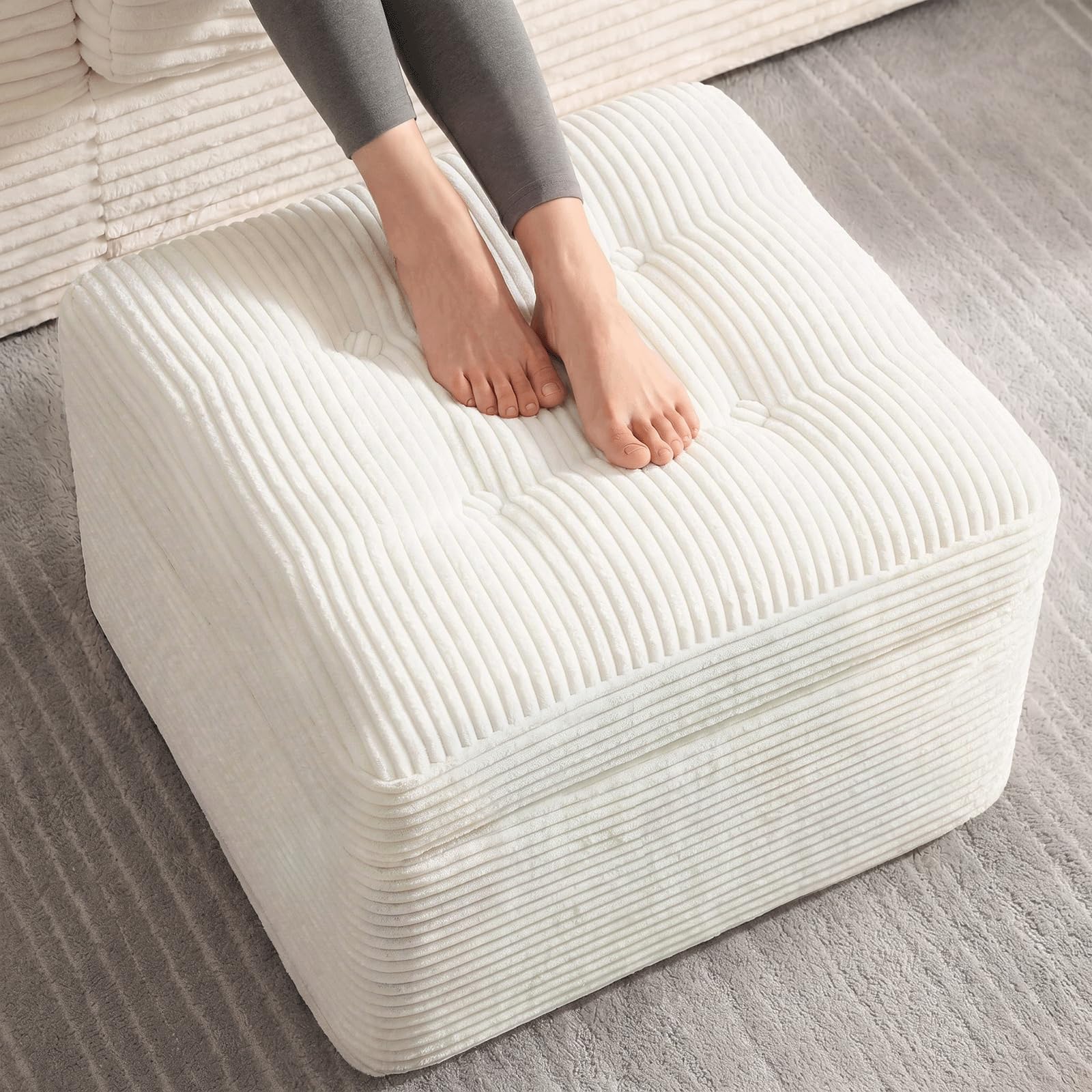fabulcozy pouf ottoman velours côtelé