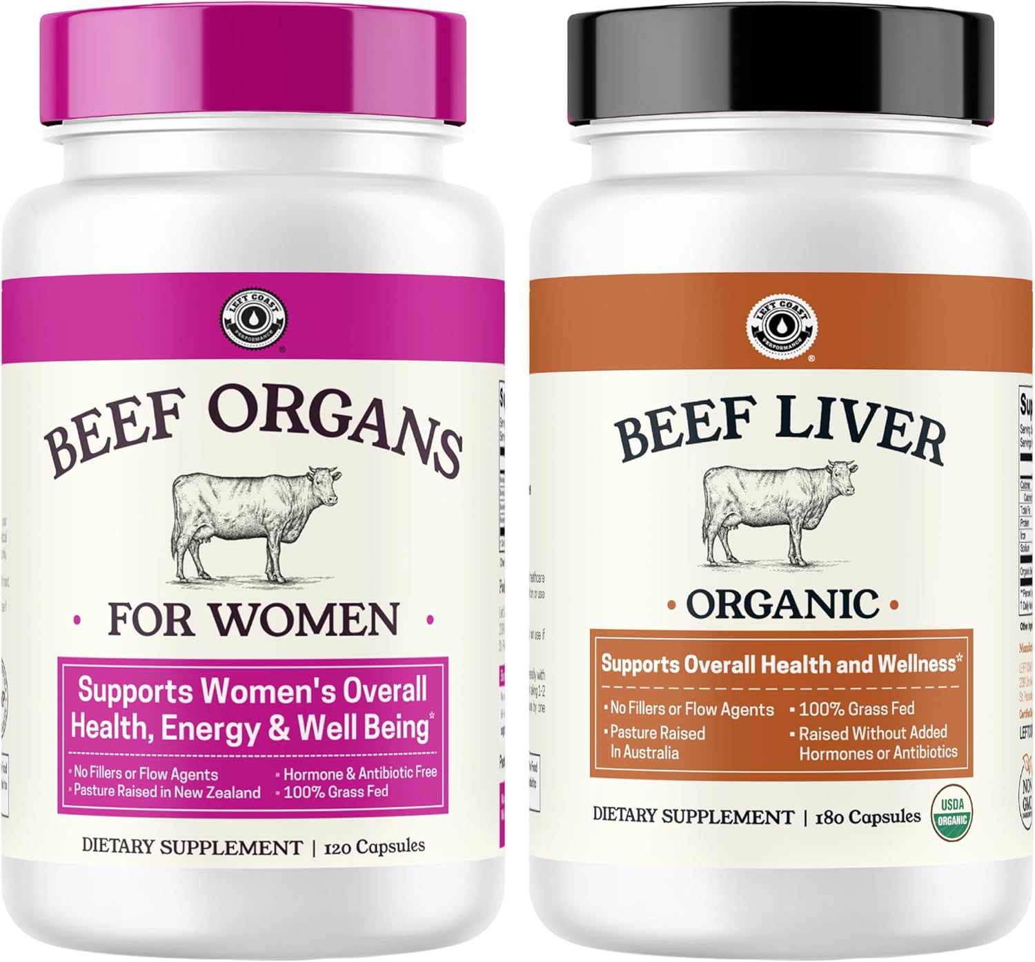 Left Coast Performance Beef Organ Supplement for Women + Organic Beef Liver Capsules - Organic Nutrient Dense Superfood for Overall Energy, Health, & Wellness - No Fillers, Freeze Dried Supplements