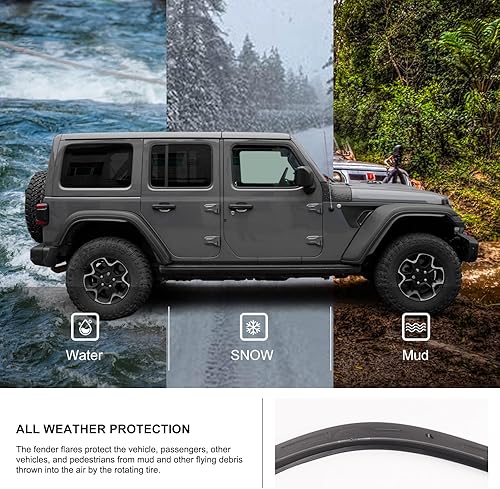 Miniatura 3 de Kiwi Master Extensiones de guardabarros para Jeep Wrangler JL Rubicon 2018-2025, accesorios resistentes para luces delanteras y traseras (solo se
