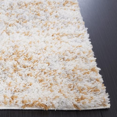 Miniatura 4 de Safavieh Berber Shag Collection BER563D - Alfombra de pasillo de 2 pies 3 pulgadas x 8 pies, color marfildorado claro, no desprende pelusa, 1.2