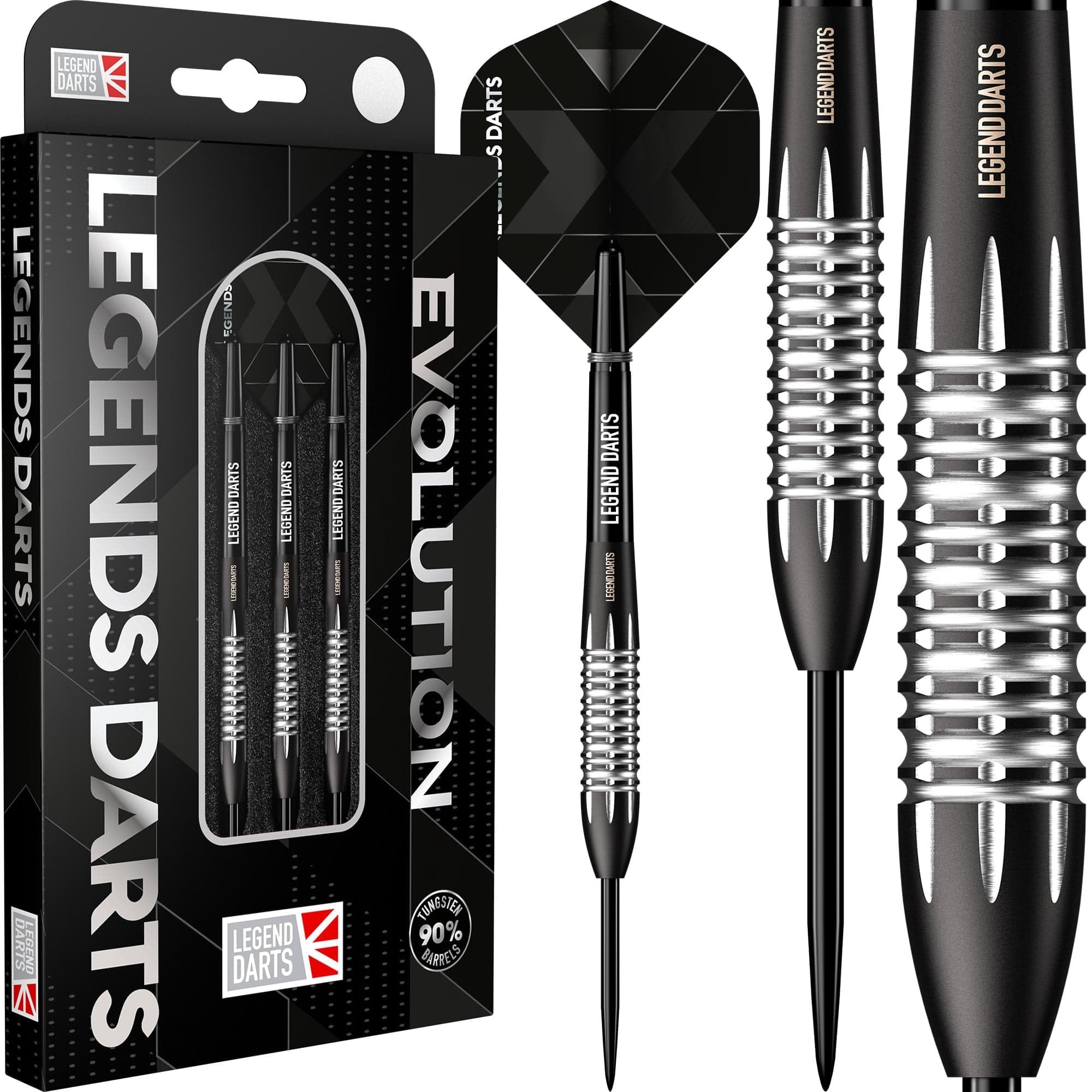 LEGEND DARTS | Steel Tip Darts Set | 90% Tungsten | Evolution Series | B03 | Black | Milled Bomb | Multiple Weights Available. (24, Grams) - Image 2