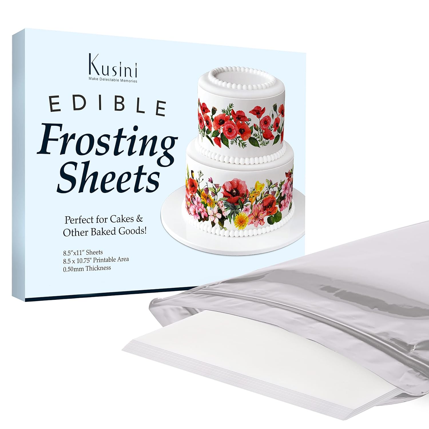 Kusini Edible Paper 48 Frosting Sheets in Resealable
