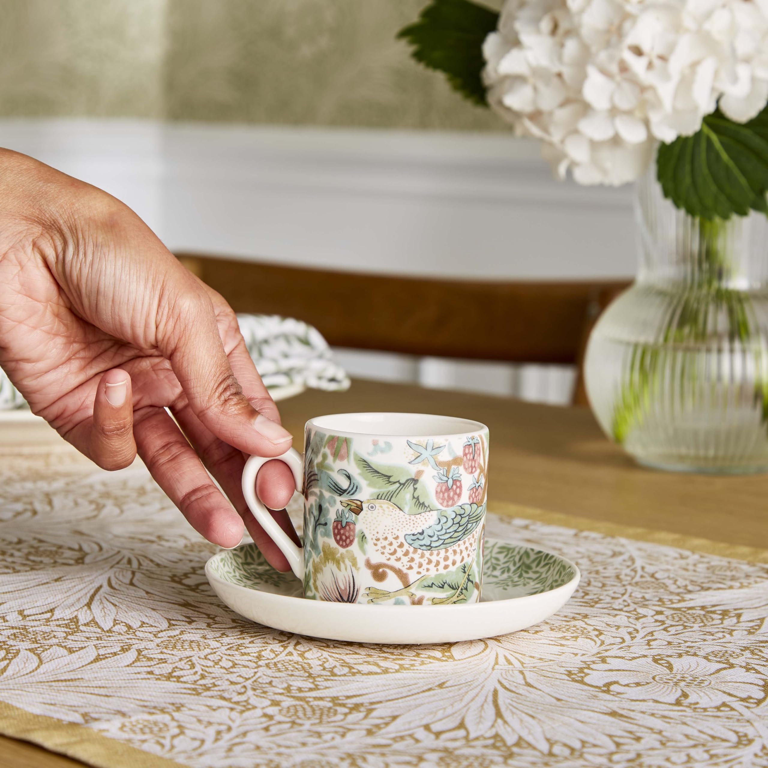 Spode Portmeirion Morris & Co - Set di 4 tazzine da caffè con piattino
