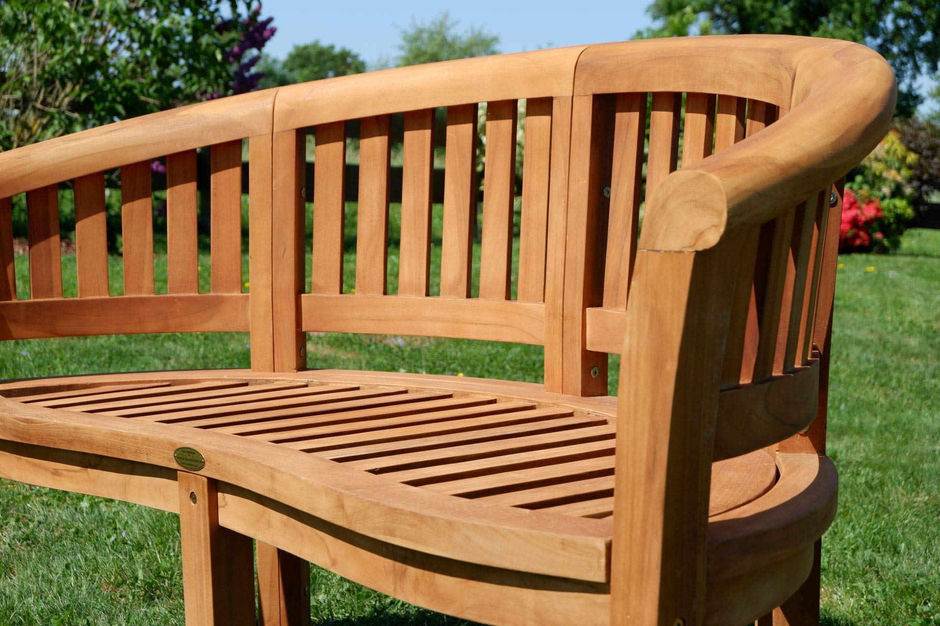 ASS ALEOS. Teak Bananenbank Gartenbank Parkbank Sitzbank 2-Sitzer Bank 120cm Holz sehr robust COCO120