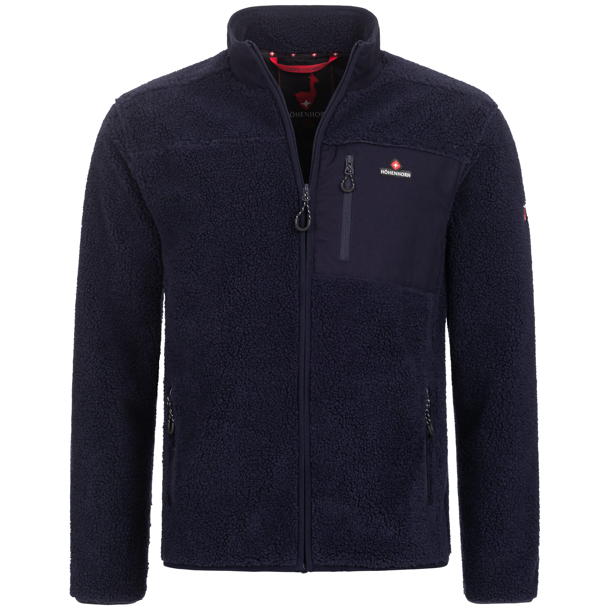 Höhenhorn Birkkar Men's Fleece Jacket Teddy Fleece Lined Winter Jacket, darkblue, L