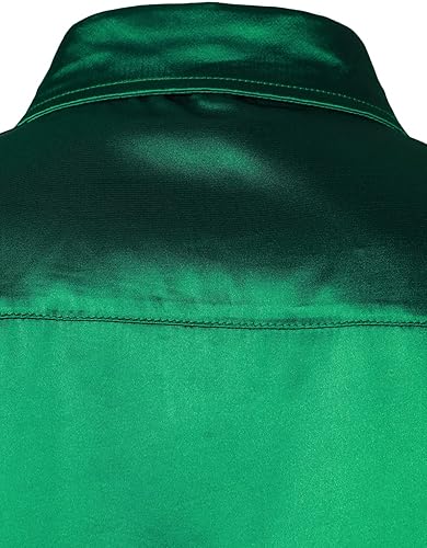 Vista 6 de ZEROYAA Men's Luxury Shiny Silk Like Satin Button Up Dress Shirts