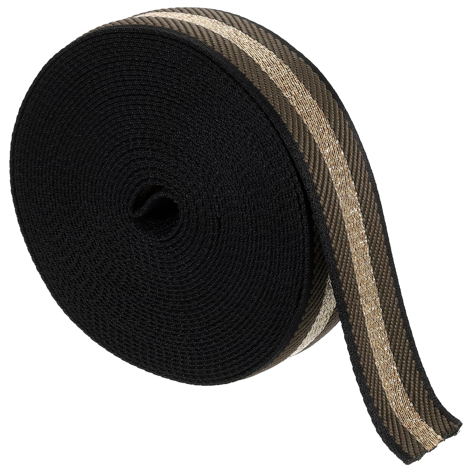 sourcing map 10 Yards Nylon Webbing Strap, 1 3/8-inch(38mm) Striped Webbing Straps Nylon Heavy Duty Webbing Strap Nylon Strap Belt for Backpack Crafts, Brown