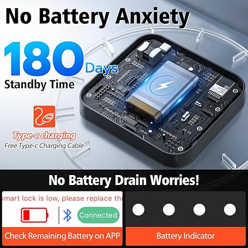 Miniatura 5 de Eseesmart Cerradura de casillero de huellas dactilares con código, candado de combinación inteligente de huellas dactilares biométricas sin llave,