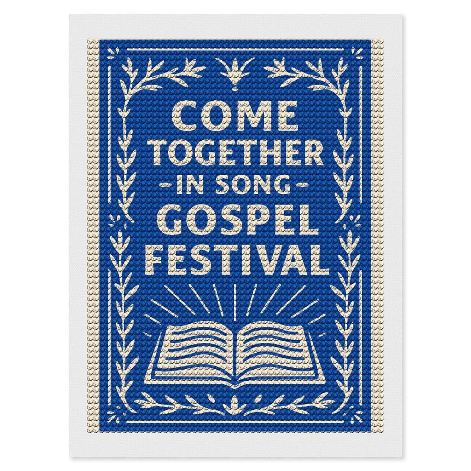 Junmoney Come Together in Song Gospel Festival Diamond Painting Canvas Set 12"x16", Easy to Enjoy, Adhesive Canvas, Office Decor, Holiday Gift Idea, with Tool Kit