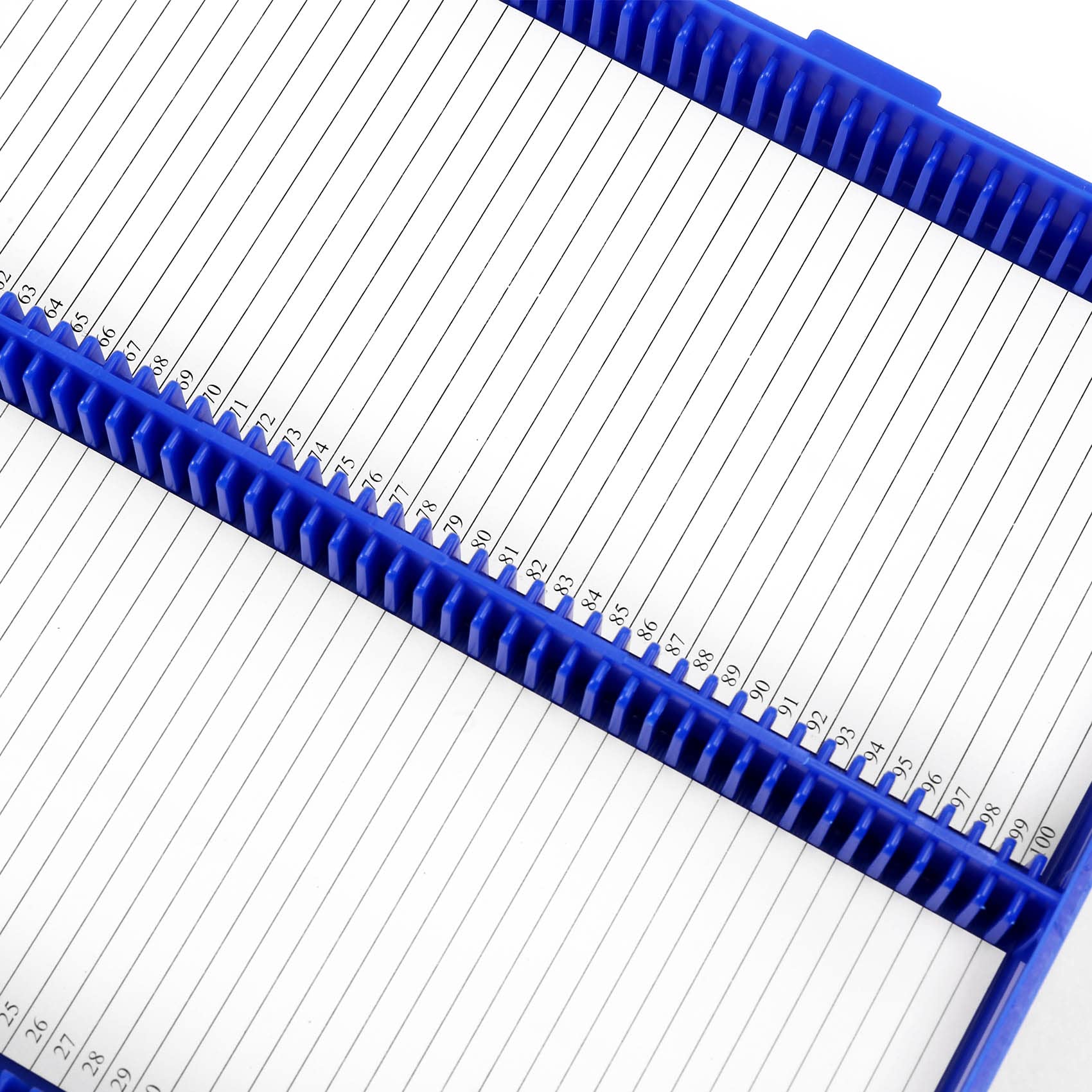 Boîte rectangulaire en plastique pour 100 lames de microscope Bleu roi