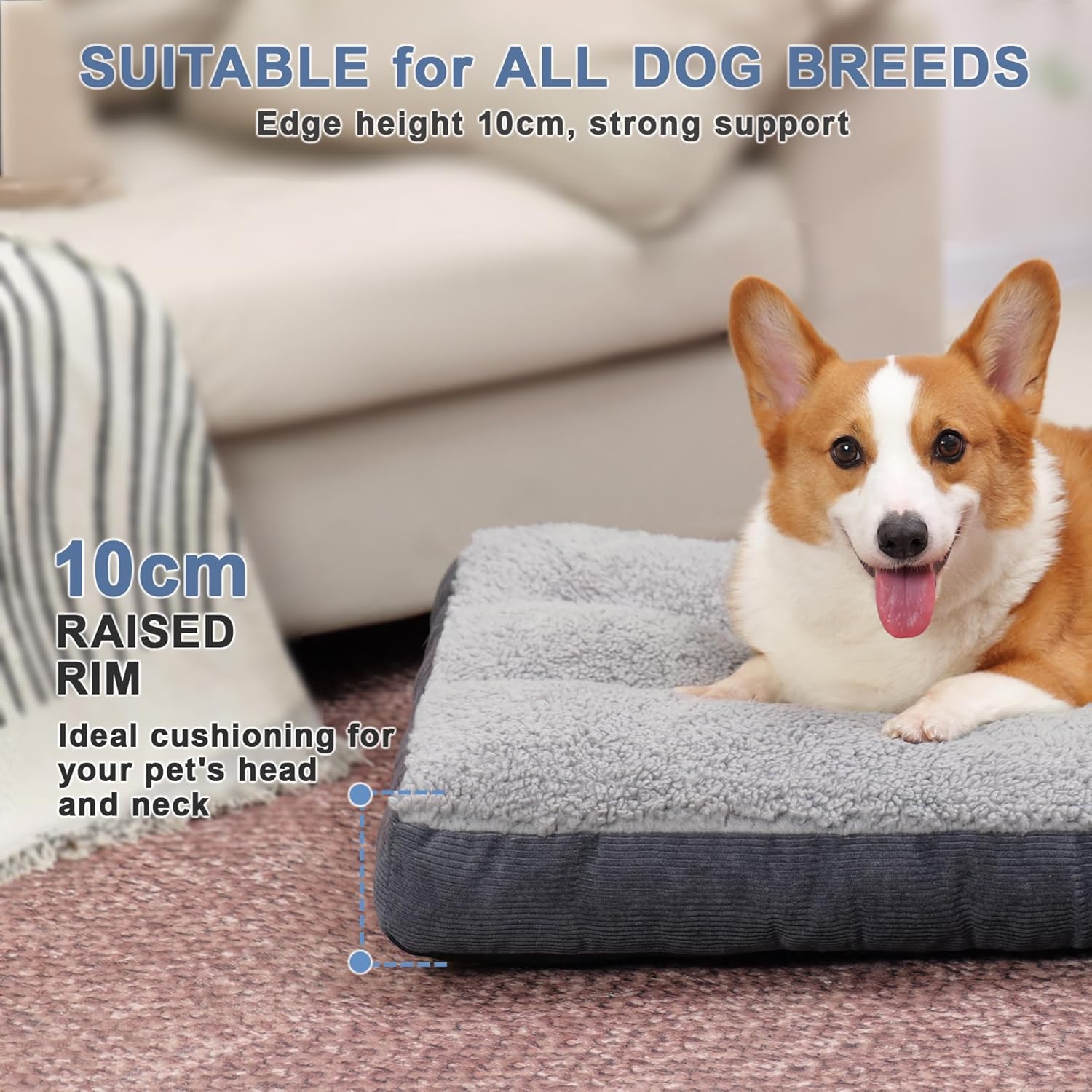 Heymamba Dog Crate Bed Washable Medium Dog Beds, 10CM Thickness Dog Crate Mattress Medium Filled with 1.3kg High-Density Cotton, Mat Provide Neck&Waist Support for Dachshund/Shiba Inu, 75x50x10cm 5 816MzjO9XyL. AC SL1500