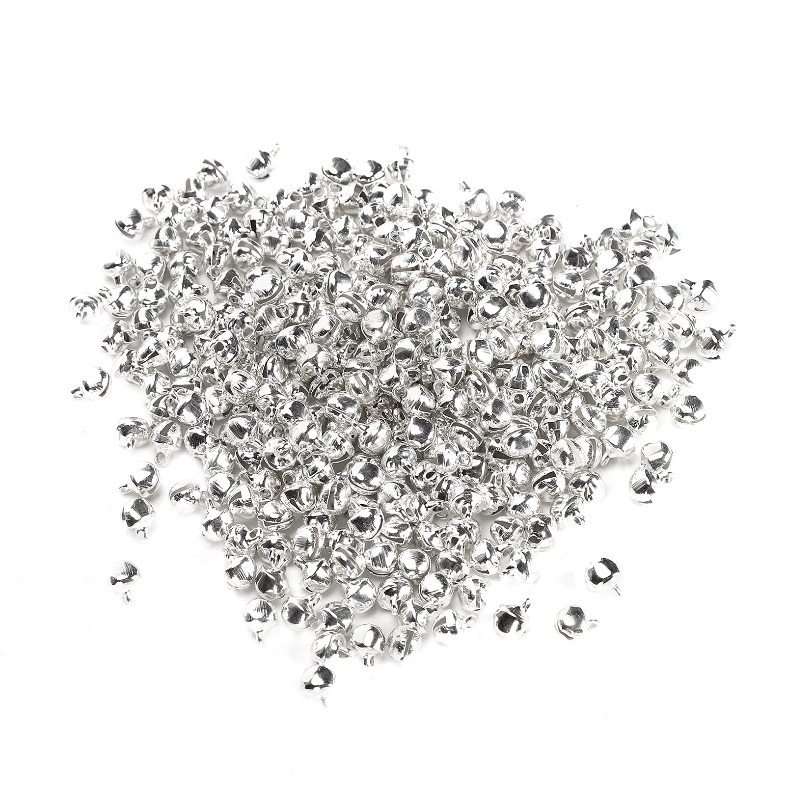 300 Mini Bell Kit, Iron Silver Bell 6mm Jewelry DIY Handicraft Accessories with Hole for Bracelets, Necklaces, Holiday Decorations