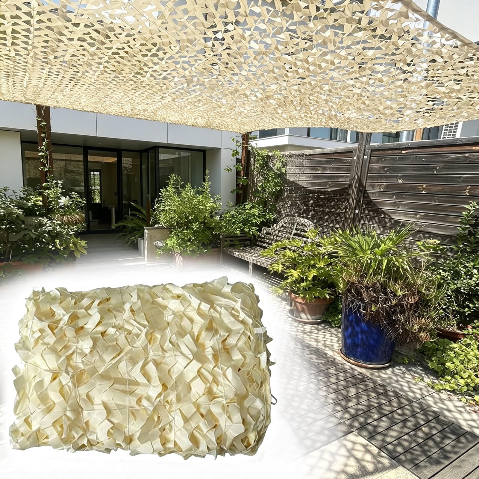 Filet de camouflage beige 7x9m brise-vues de balcon et terrasse
