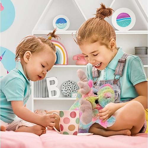 Miniatura 5 de DolliBu Peluche de alce mentiroso arcoíris – Juguete de peluche suave y abrazable, adorable juguete de peluche de vida silvestre, lindo regalo