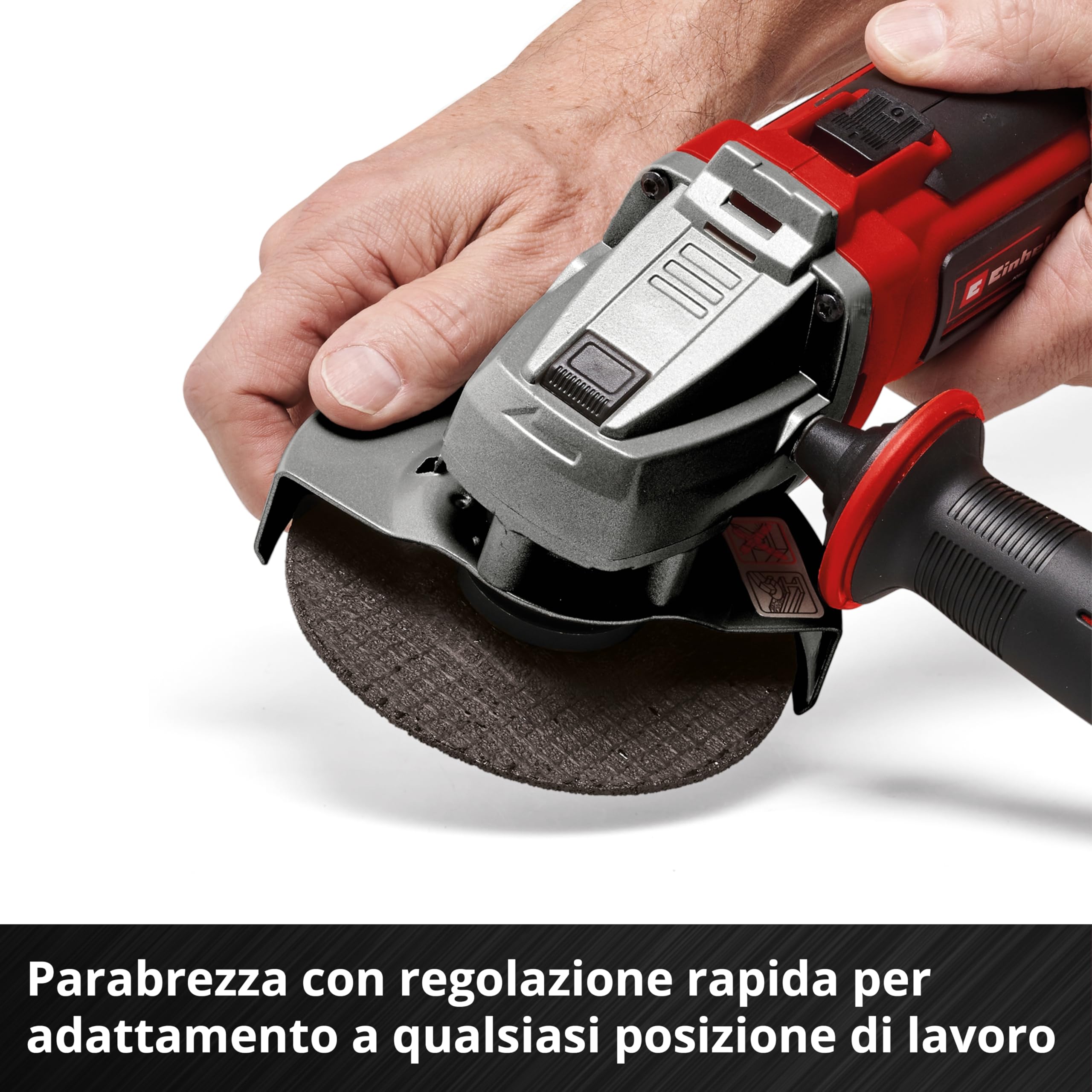 Einhell Smerigliatrice angolare a batteria TE-AG 18/115 Q Li-Solo Power X-Change (18 V, 115 mm di diametro, profondità di taglio 28 mm, scanalatura Quick Fix senza disco da taglio, senza batteria)