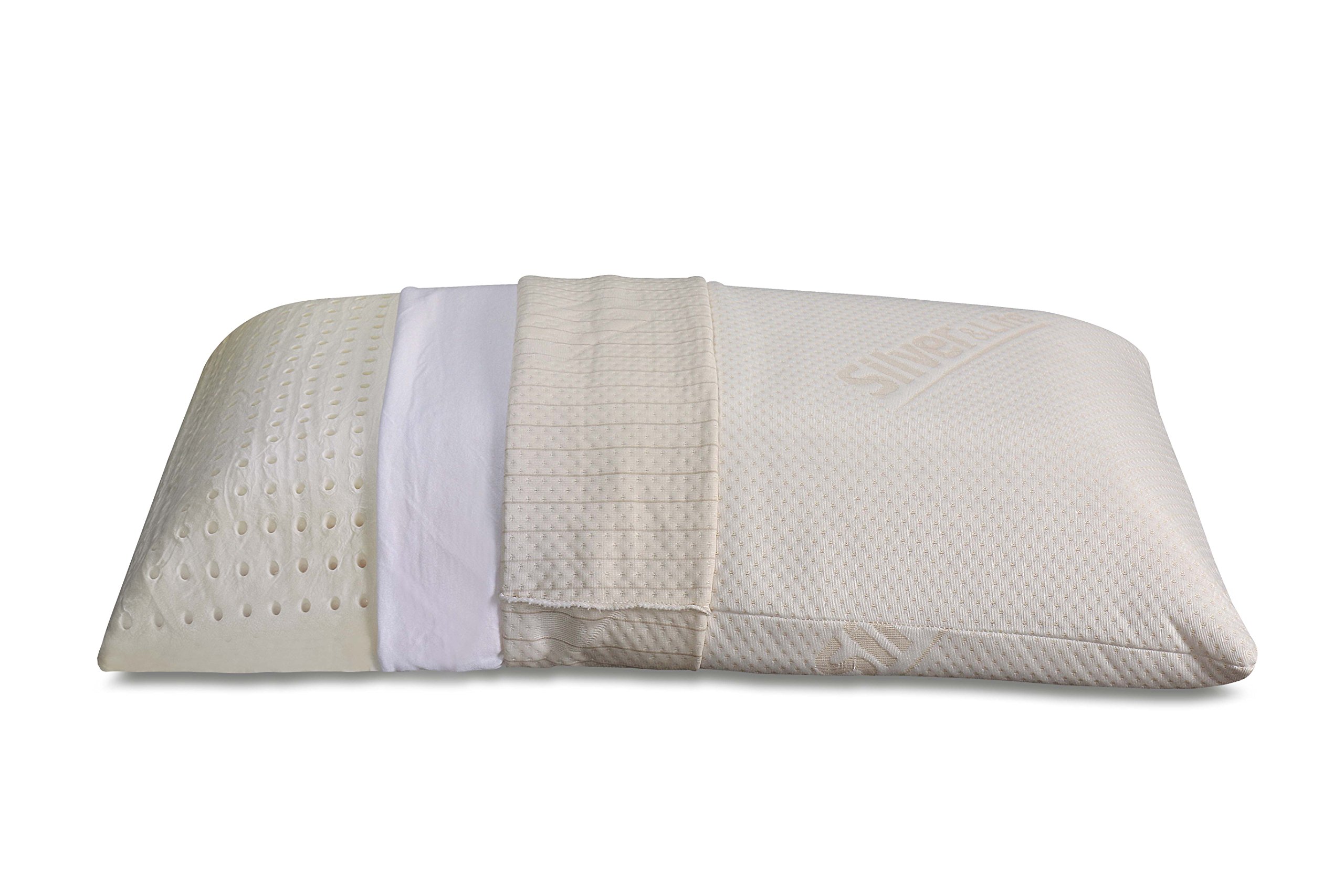 Evergreenweb - Coppia Cuscini Memory Foam Cervicale Misura 42x72 Alti 15 cm, Doppia Fodera in Silver Life e Cotone Naturale