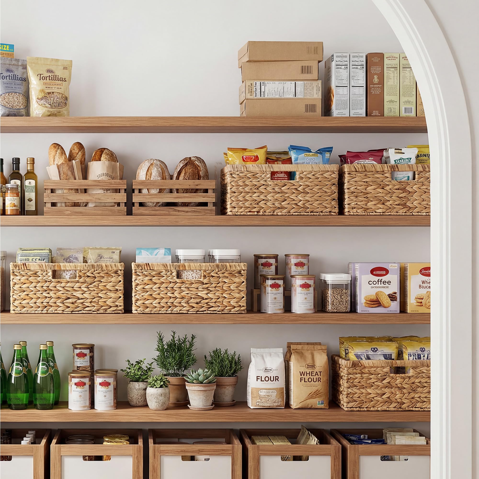 StorageWorks Cestoni extra large in vimini per organizzare, cesto portaoggetti in giacinto d'acqua con manici integrati, confezione singola