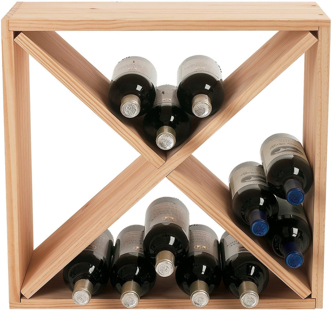 Wine Enthusiast 24 Bottle Wine Rack - Compact Cellar Cube Bottle Storage & Display, Durable Smooth Wood – Natural (29x20x20")