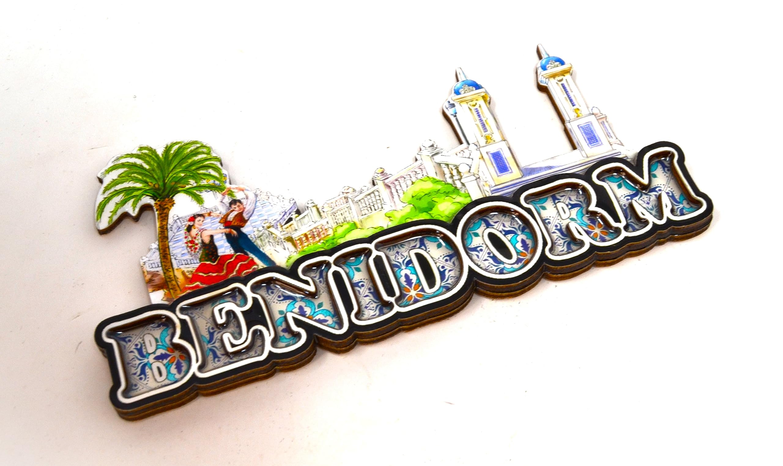 2 X 14Cm Aimant De Réfrigérateur. Logo Benidorm. Aimant De Porte En