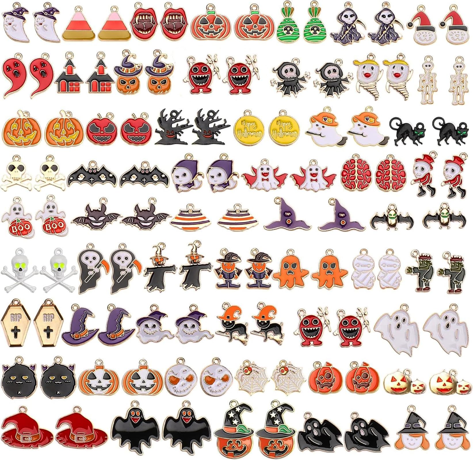 SANNIX 110Pcs Halloween Charms Gold Enamel Jewelry Making Charms for Halloween Bracelet Necklace Making and Decoration — image 1