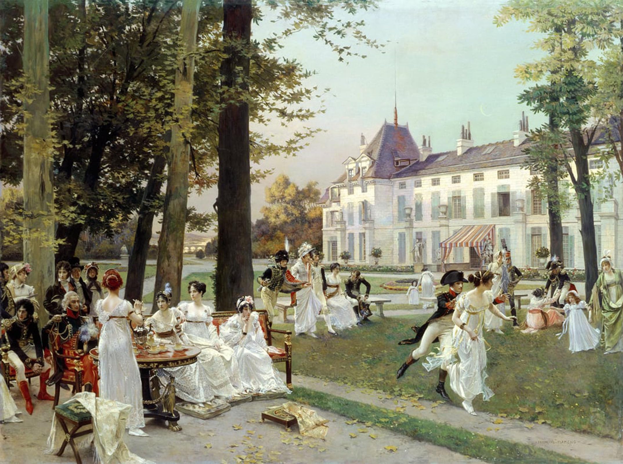ARTXLXXBN Famous Print Painting Colorful Art Print Reception At Malmaison by Francois Flameng Canvas Art Decorations for Home Decor 60x90cm
