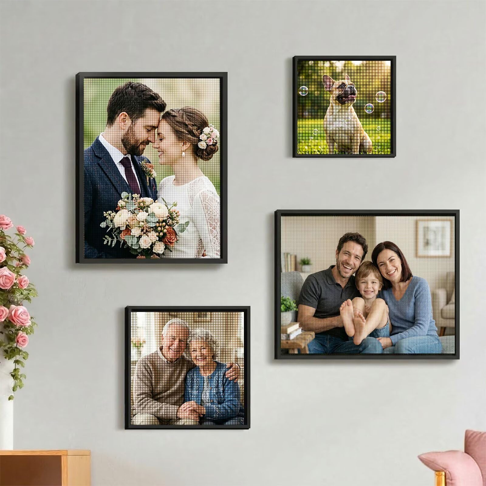 Diamentowe malowanie niestandardowe zdjęcie 70 x 90 cm, 5D haft diamentowy kompletny zestaw z Twoim obrazem, sztuka tworzenia DIY według numeru, wspaniały prezent pamiątkowy ślub rodzinne zwierzęta