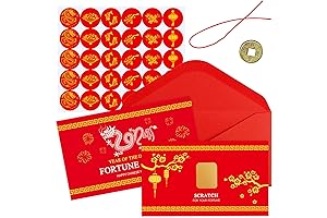 Chinese New Year Fortune Cards with Red Envelopes