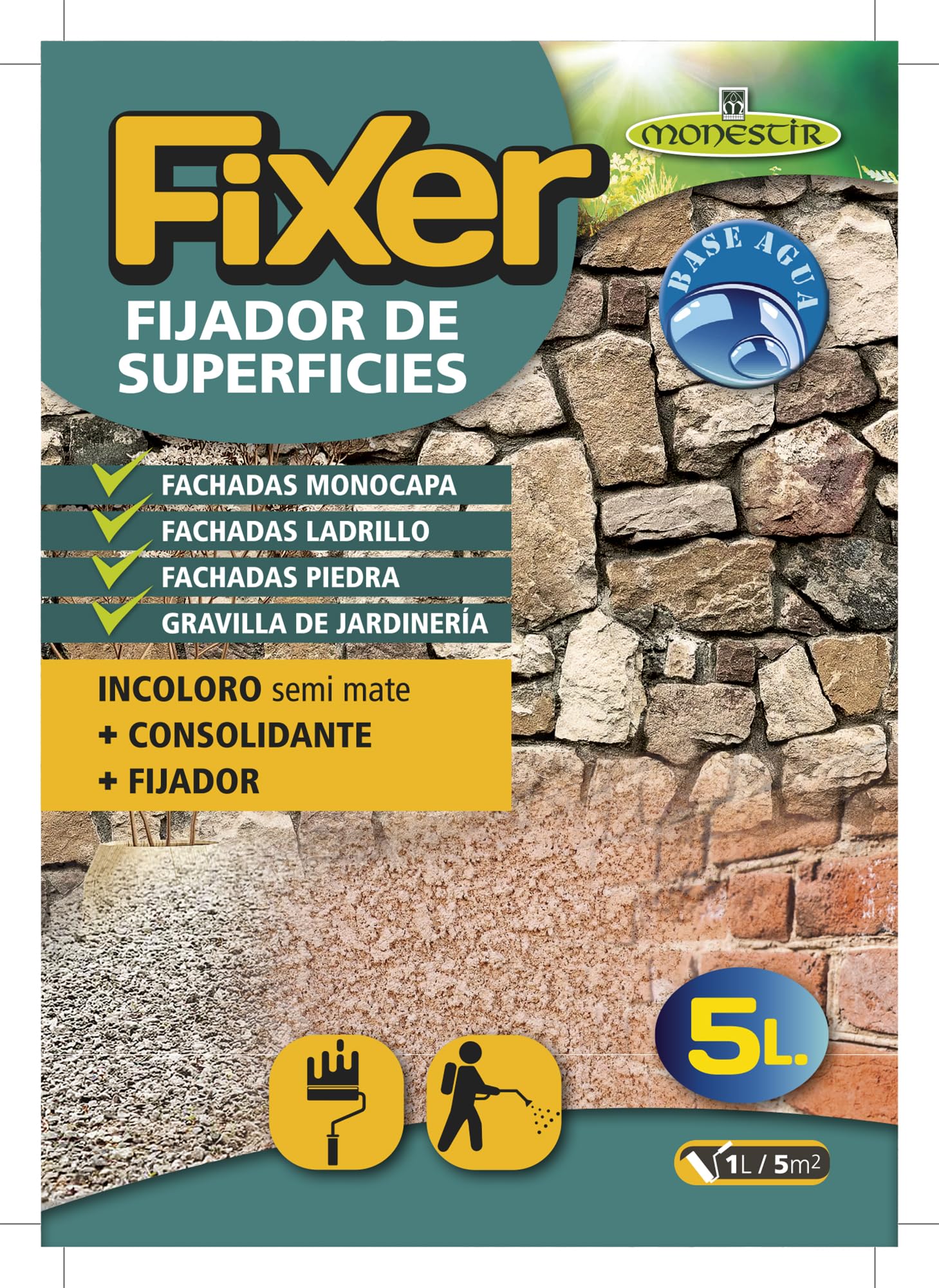 FIXER Fijador de Superfícies Incoloro Semi Mate 5L MONESTIR