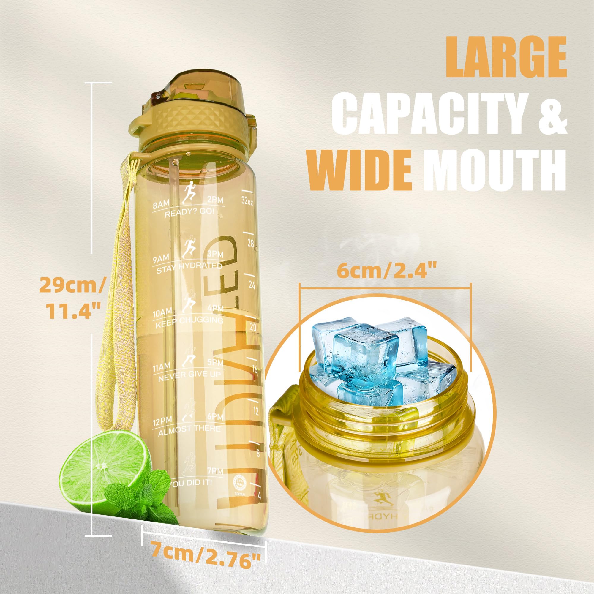 OLDLEY 1L Sports Water Bottle with Straw, Tritan 1 Litre Motivational Drink Bottle - Image 4