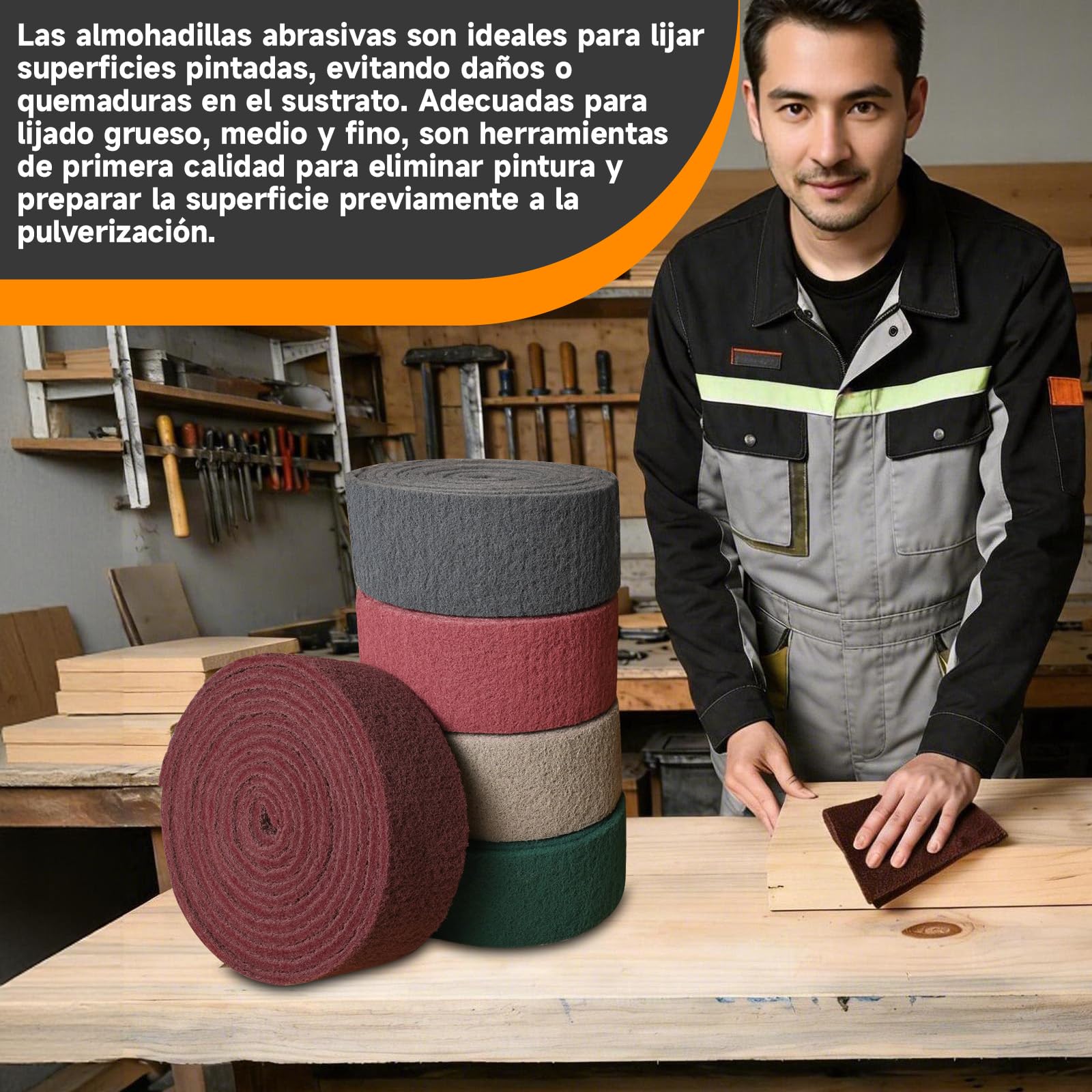 Esponja Abrasiva 5 m x 95 mm Rollo de hoja de lijado Grano 1000, de lijar Metal Madera Acero Inoxidable