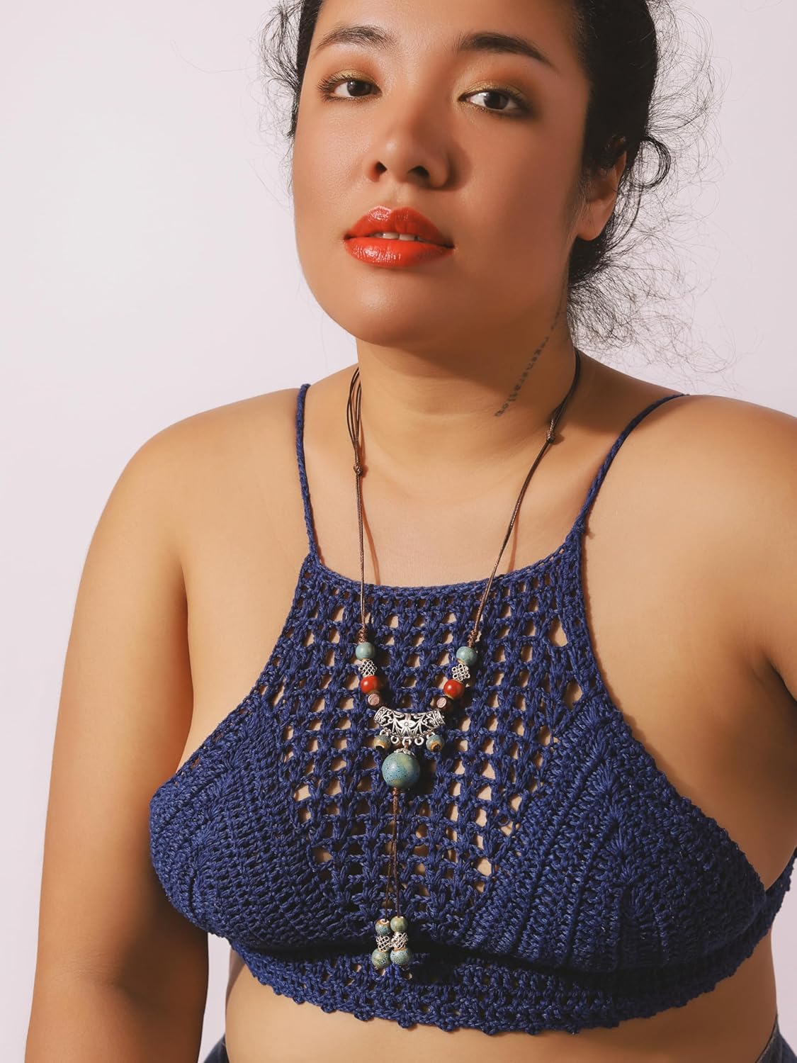 MINACHI Vintage Bohemian Ethnic Colorful Ceramic Bead Long Y Necklace, Hippie Boho Summer Fashion Jewelry Gift for Women - Image 7