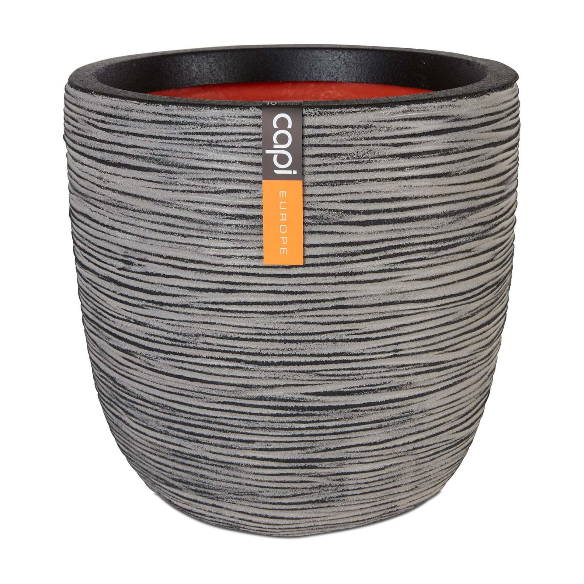 CAPI EUROPE - Planter ball Rib NL - 35x34 - Anthracite - Opening Ø29 - Pot for indoor and outdoor use - Shatterproof - 100% recyclable - KOFZ932