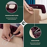 Vista 259 de CHUN YI - Funda elástica para sofá (7 piezas), funda para sofá de 3 plazas con tres respaldos y cojines separados con banda elástica, tela jacquard