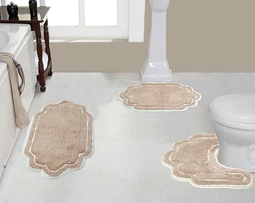 Home Weavers - Tapete de baño 100% algodón copetudo, supersuave y absorbente, lavable a máquina y apto para secadora