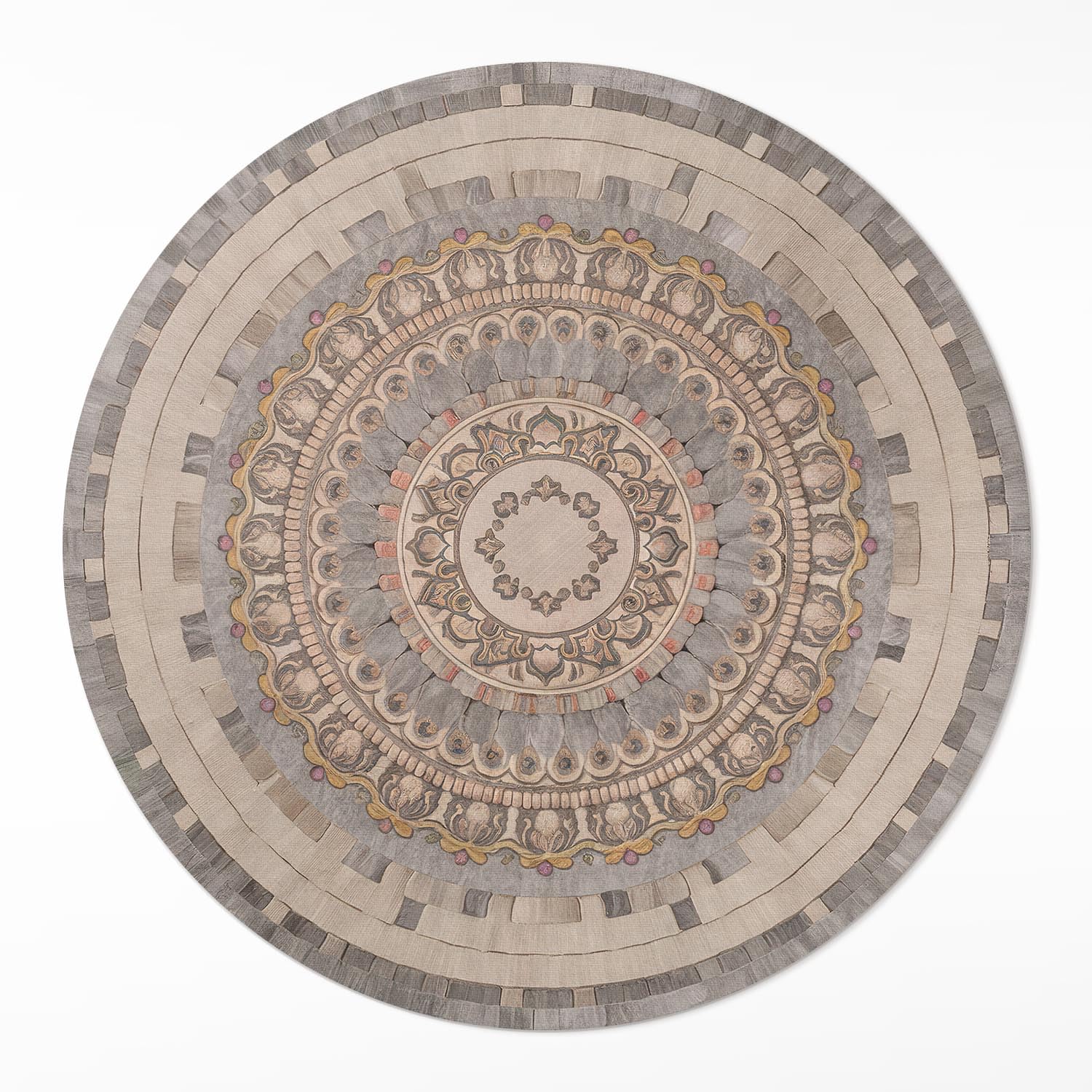 Tapis de sol PVC résistant à la rayure ø120 cm de cuisine rond et deco maison mosaïque