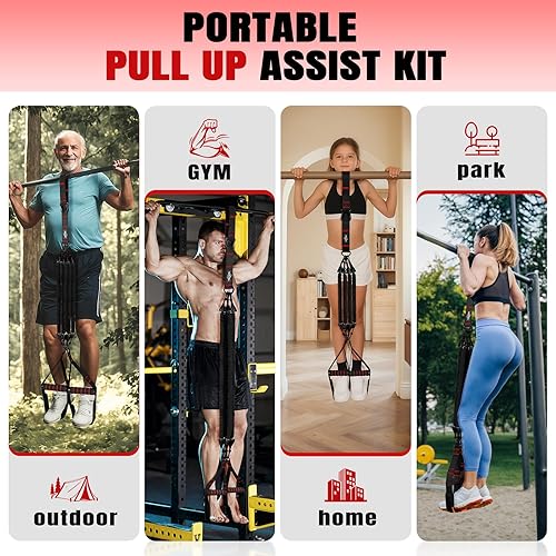 Miniatura 7 de Bandas de dominadas, bandas de resistencia resistentes con asa, bandas de entrenamiento para barra de dominadas, juego de bandas de asistencia para