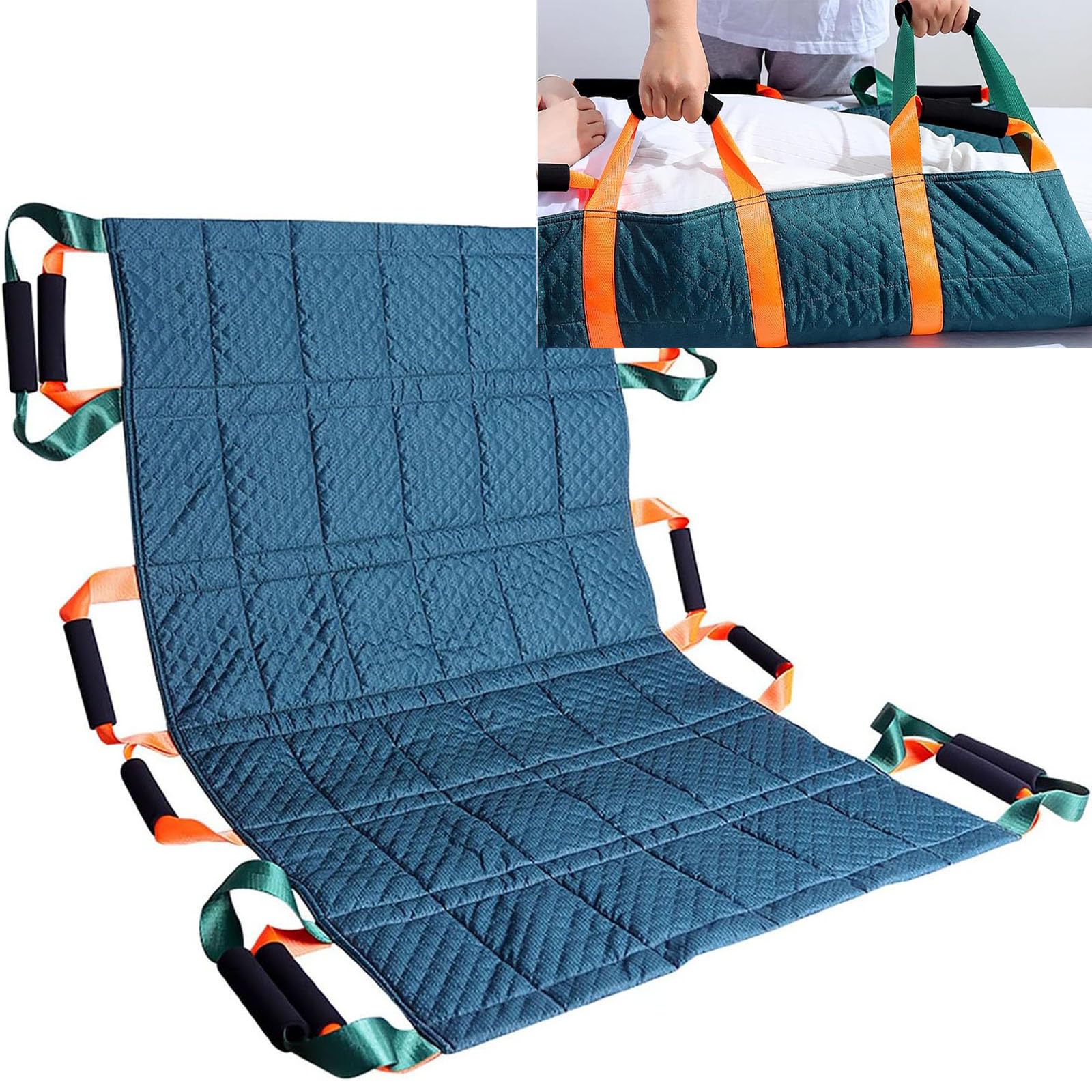 Tabla de transferencia de pacientes, almohadilla de cama de transferencia de posicionamiento con diseño de 12 asas, tela Oxford en relieve de 3 capas para un manejo seguro del paciente