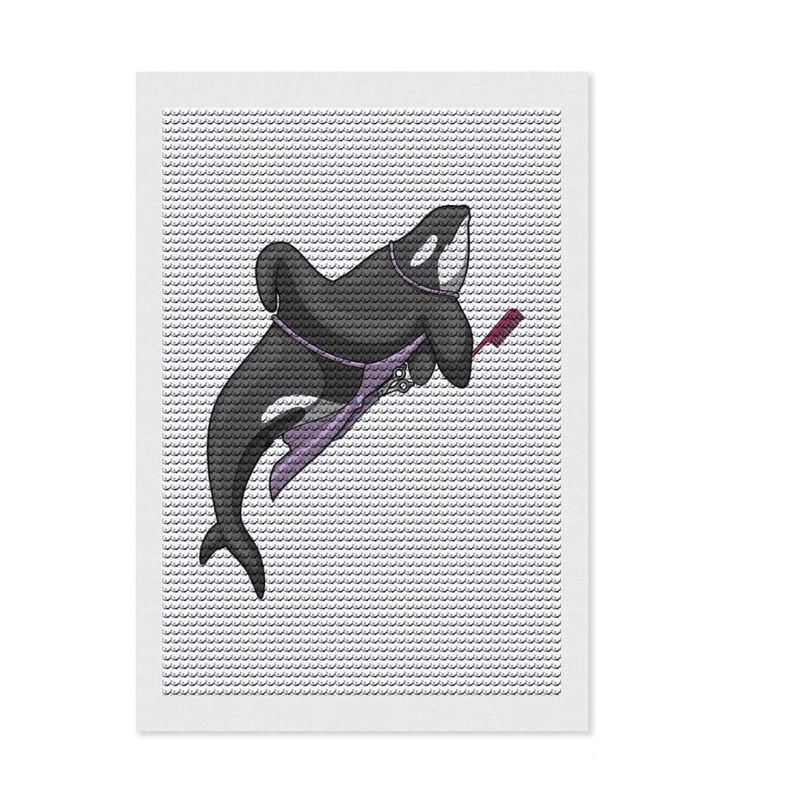 Junmoney Orca Hairdresser Scissors Diamond Art Canvas 8"x12", for Beginners, Easy to Enjoy, Cosy Home Accent, Christmas Gift, Enjoyable At-Home Hobby