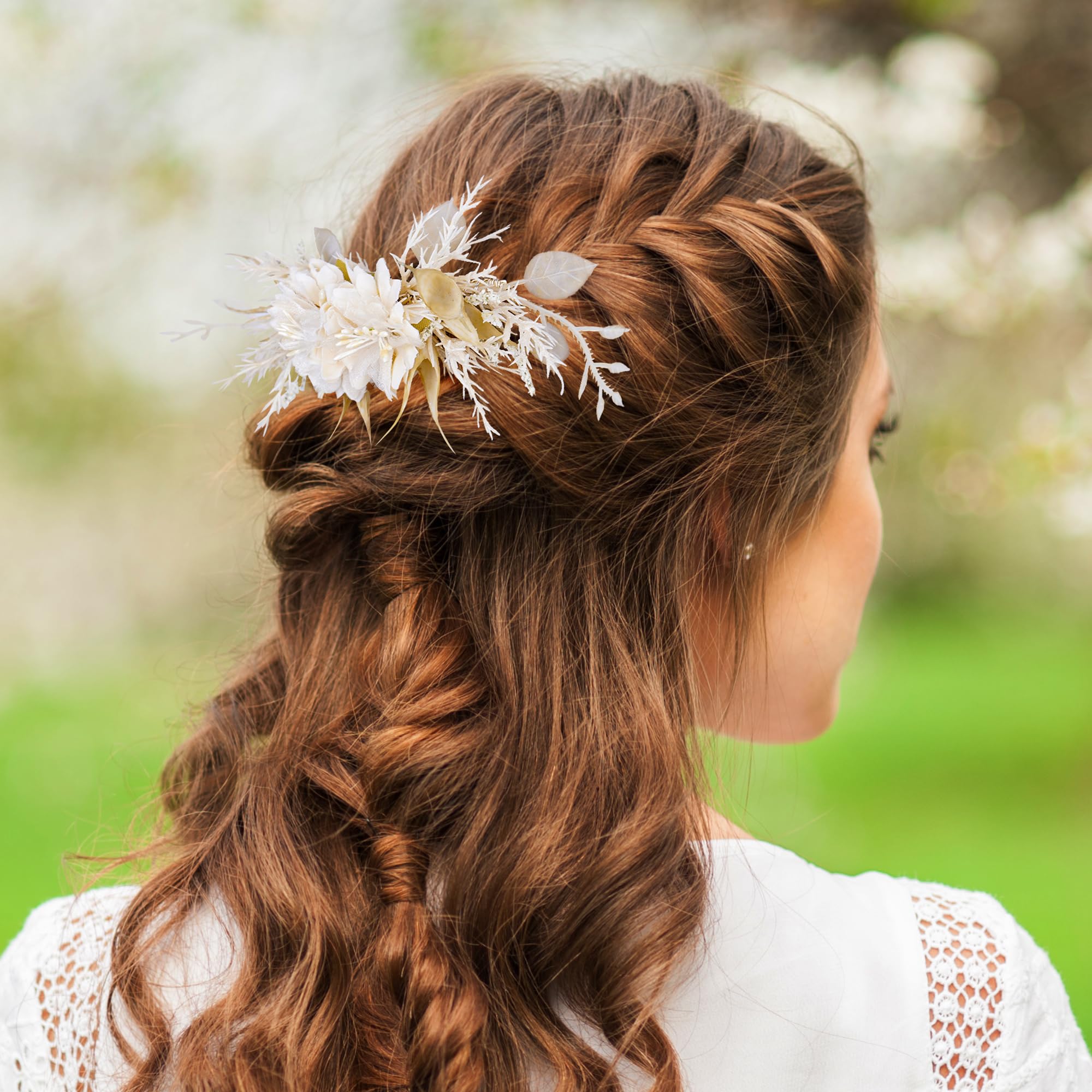 Peigne à cheveux à fleurs blanches fait à la main pour mariage, demoiselle d'honneur, enterrement de vie de jeune fille, fête prénuptiale