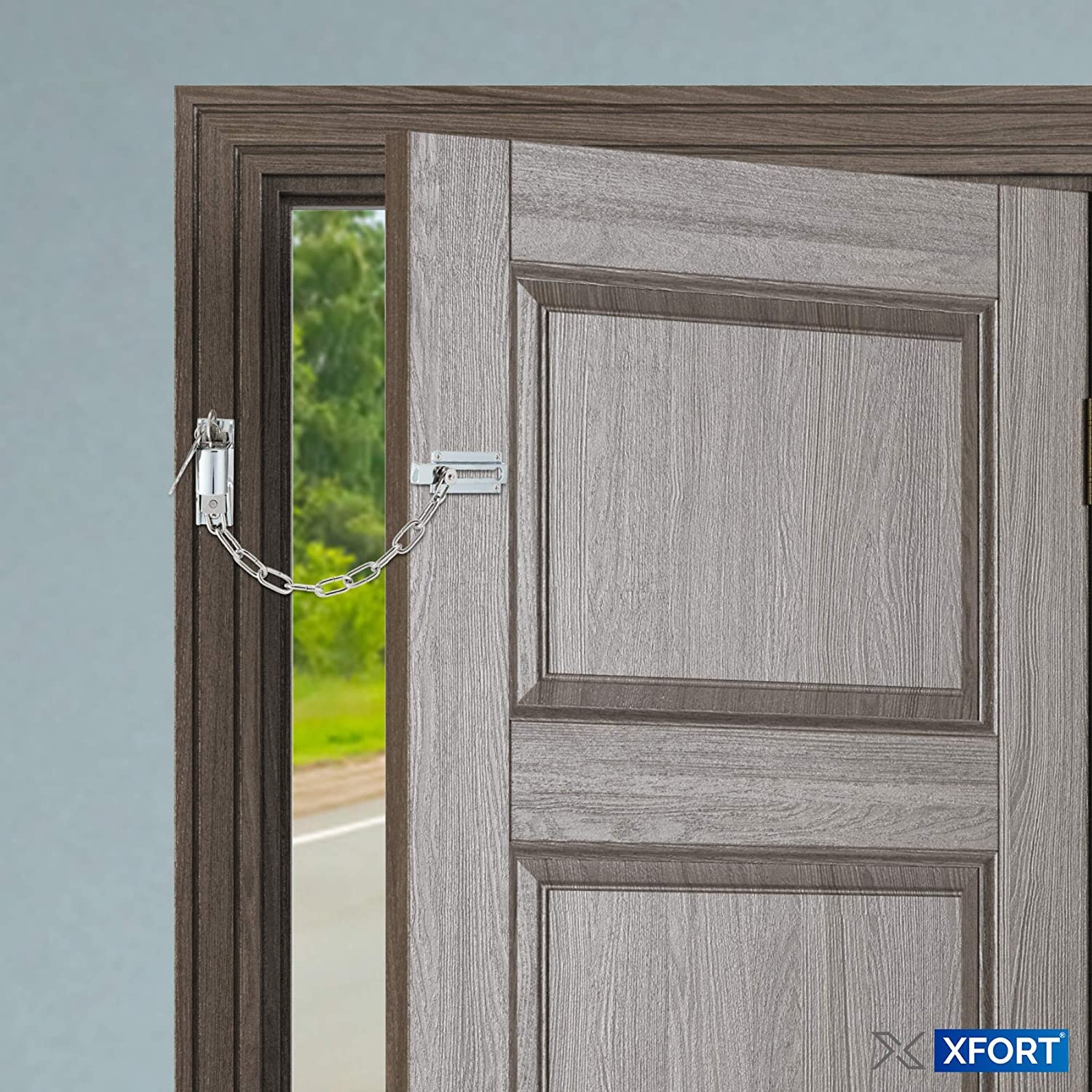 Zatrzask blokady drzwi przesuwnych zatrzask, łańcuch z zamkiem drzwi, zamki drzwi wewnętrzne, łańcuchy drzwi ograniczające drzwi z mechanizmem blokującym do odblokowania klucza zewnętrznego.
